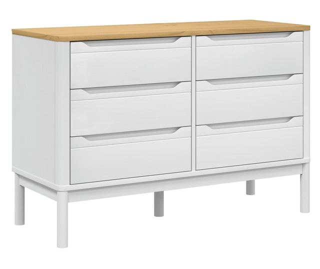 FLORO fehér tömör fenyőfa komód