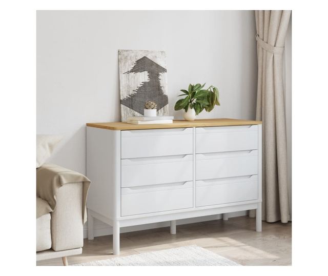 FLORO fehér tömör fenyőfa komód