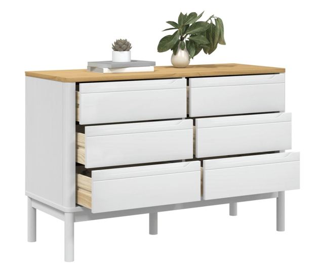 FLORO fehér tömör fenyőfa komód