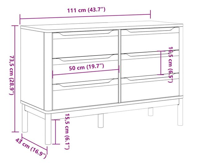 FLORO fehér tömör fenyőfa komód