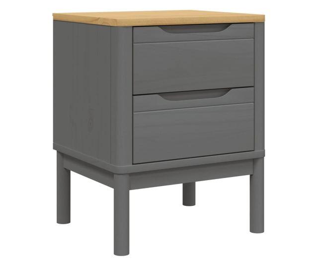 FLORO szürke tömör fenyőfa éjjeliszekrény 45 x 39 x 57 cm