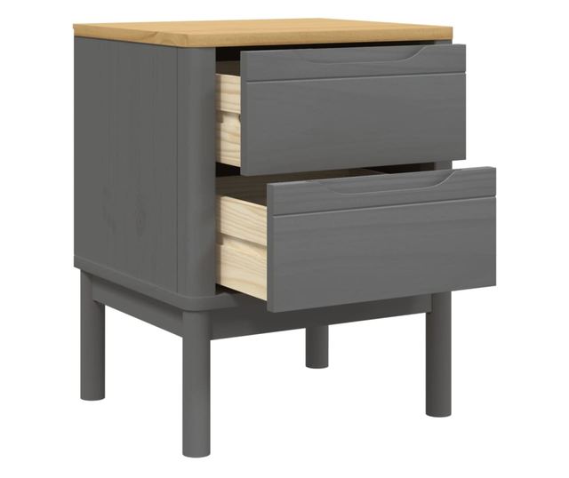 FLORO szürke tömör fenyőfa éjjeliszekrény 45 x 39 x 57 cm