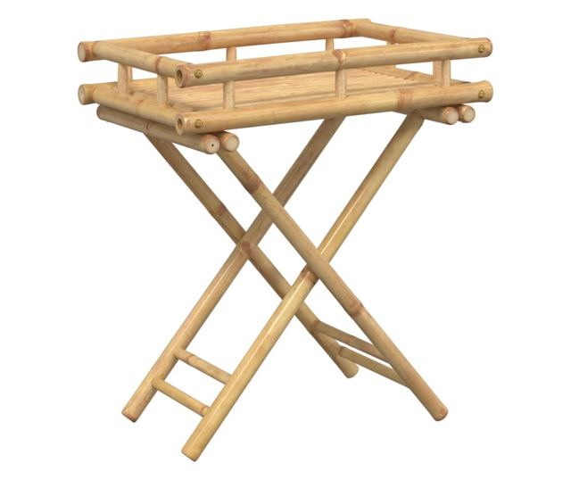 bambusz összecsukható tálcás asztal 60 x 40 x 68 cm