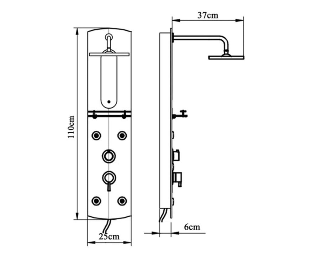 Душ панел, сребрист, 25x43x110 см - 10