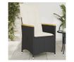 fekete polyrattan dönthető kerti szék párnával