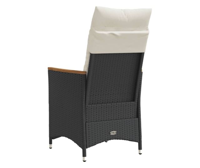 fekete polyrattan dönthető kerti szék párnával