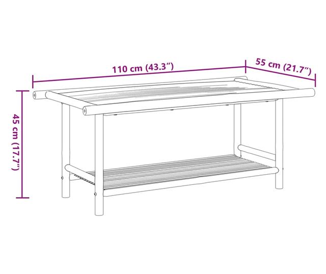 bambusz dohányzóasztal 110x55x45 cm