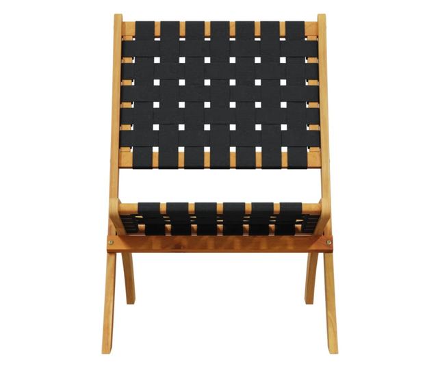 2 db fekete tömör akácfa és szövet összecsukható kerti szék