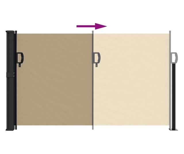bézs behúzható oldalsó napellenző 120 x 300 cm