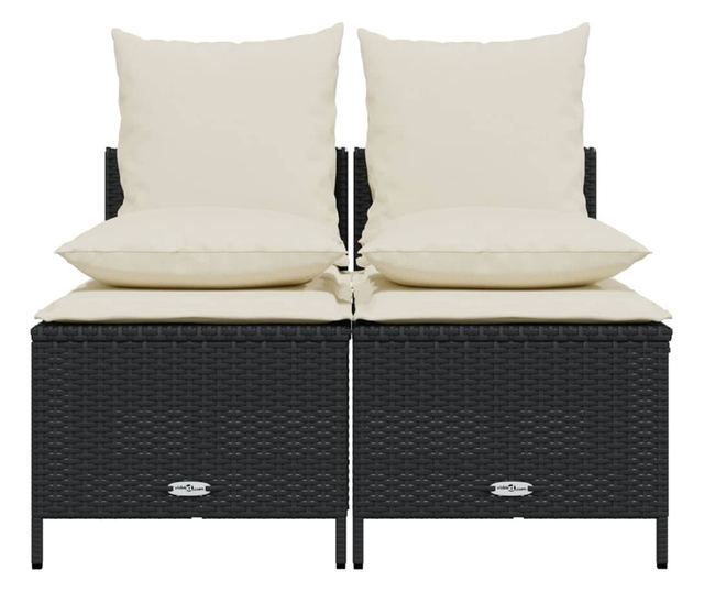 4 részes fekete polyrattan kerti ülőgarnitúra párnákkal