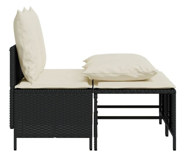 4 részes fekete polyrattan kerti ülőgarnitúra párnákkal