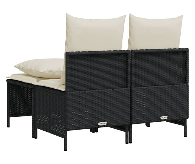 4 részes fekete polyrattan kerti ülőgarnitúra párnákkal