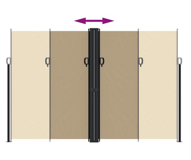 bézs behúzható oldalsó napellenző 220 x 1000 cm