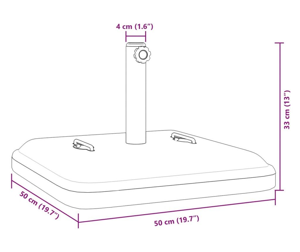 Stojan na slunečník s úchyty pro tyč Ø 38 / 48 mm 27 kg čtverec - 9
