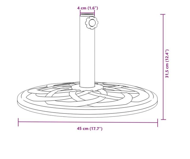 kerek napernyőtalp rúdhoz Ø38 / 48 mm 12 kg