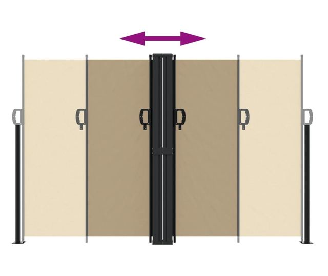 bézs behúzható oldalsó napellenző 160 x 600 cm