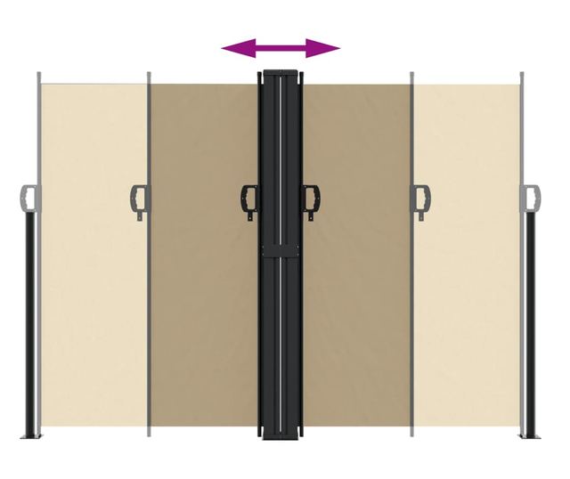 bézs behúzható oldalsó napellenző 180 x 600 cm