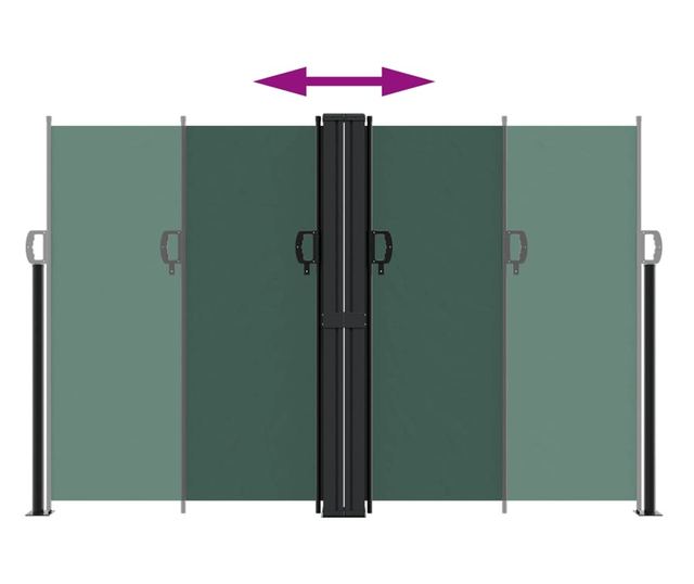 sötétzöld behúzható oldalsó napellenző 160x1000cm