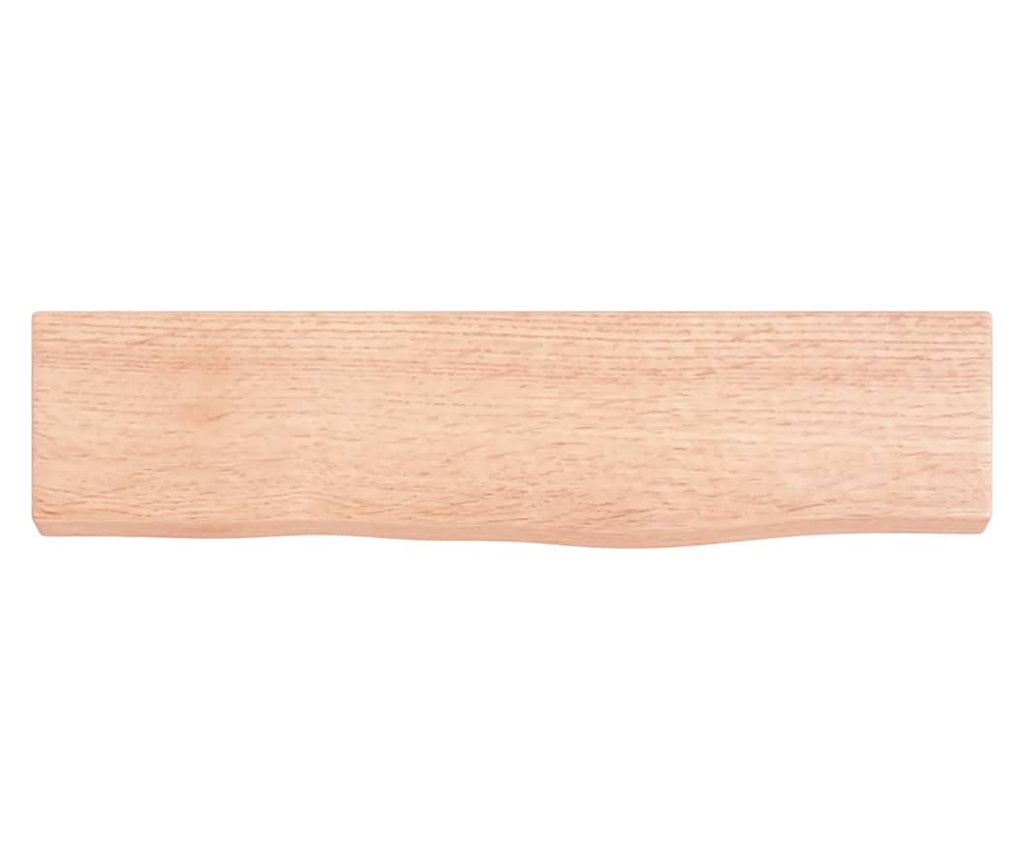 Светлокафяв стенен рафт 40x10x2 см масив дъб обработена дървесина - 3