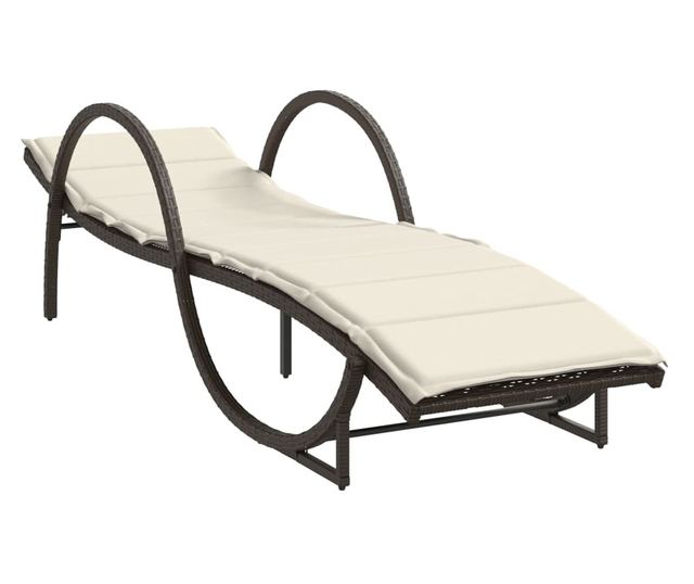 barna polyrattan napozóágy párnával 60 x 199 x 42 cm