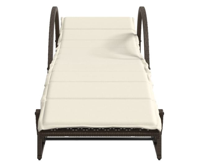 barna polyrattan napozóágy párnával 60 x 199 x 42 cm