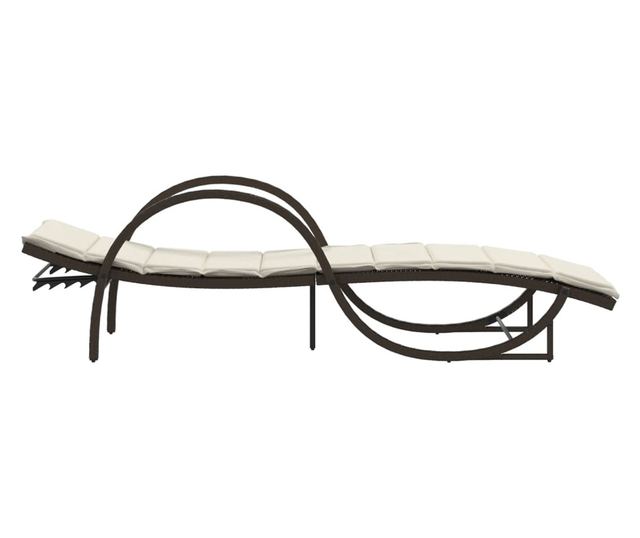barna polyrattan napozóágy párnával 60 x 199 x 42 cm