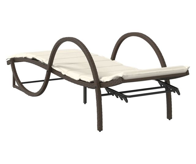 barna polyrattan napozóágy párnával 60 x 199 x 42 cm