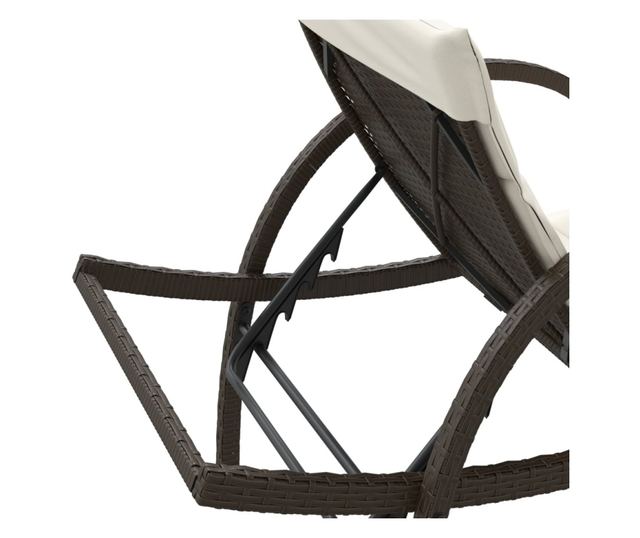 barna polyrattan napozóágy párnával 60 x 199 x 42 cm