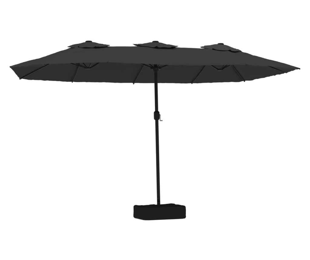Dvouhlavý slunečník s LED diodami, černý, 449x245 cm - 2