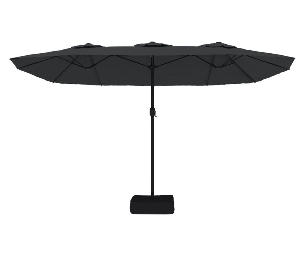 Dvouhlavý slunečník s LED diodami, černý, 449x245 cm - 5