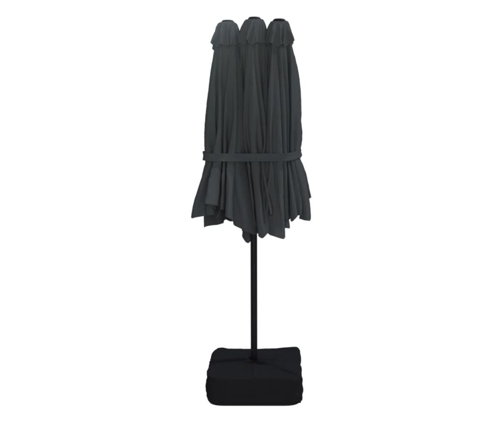 Двоен чадър за двор, черен, 449x245 см - 5