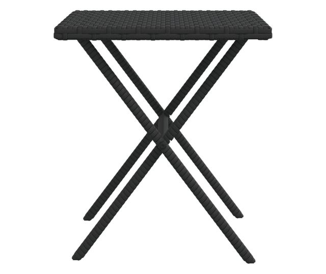 2 db fekete polyrattan napozóágy asztallal