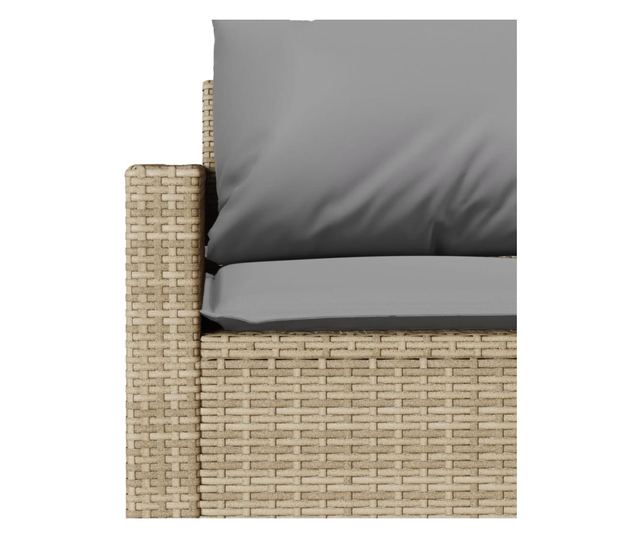 3 személyes bézs polyrattan kerti kanapé párnával