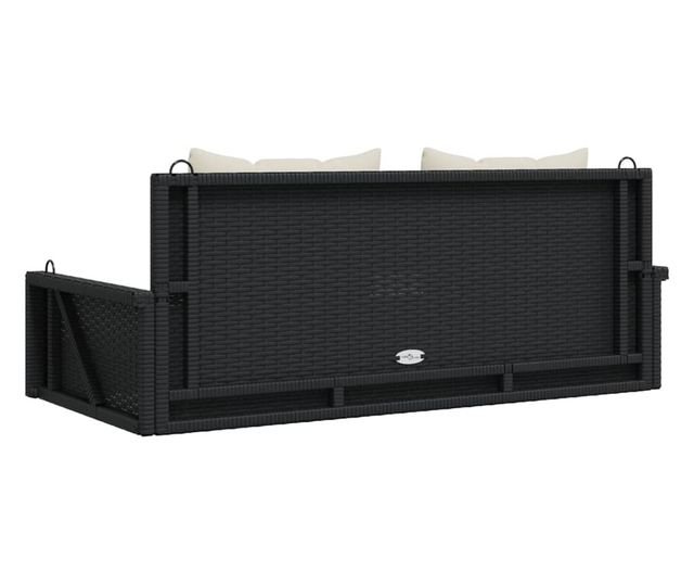 fekete polyrattan hintapad párnával 119 x 56 x 48 cm