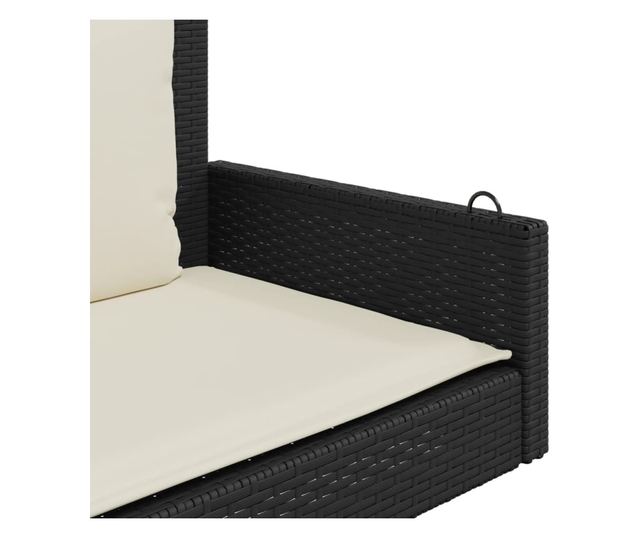 fekete polyrattan hintapad párnával 119 x 56 x 48 cm