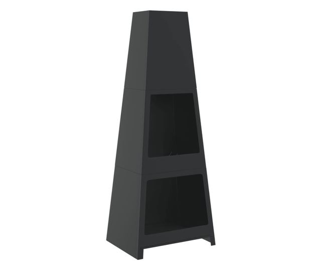 fekete acél kültéri toronykandalló tűzifatartóval