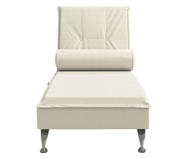 krémszínű bársony masszírozó dívány hengerpárnával