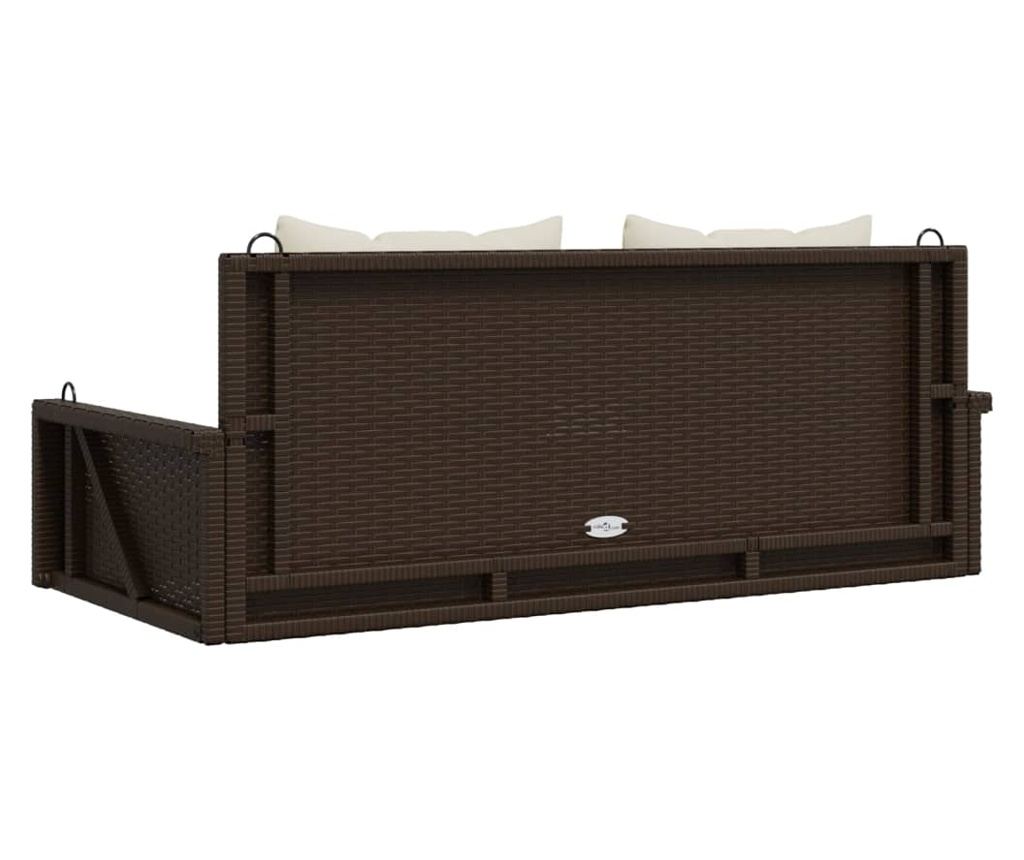 Houpací lavice s poduškami hnědá 119 x 56 x 48 cm polyratan - 6