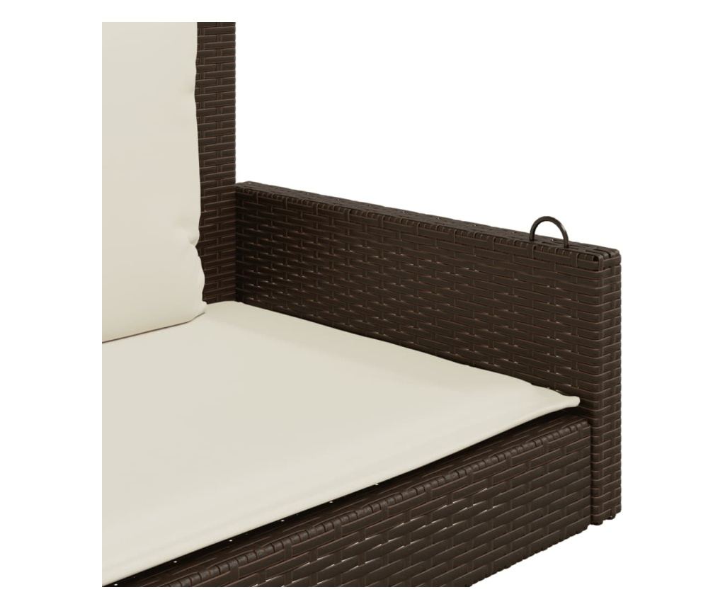 Houpací lavice s poduškami hnědá 119 x 56 x 48 cm polyratan - 7