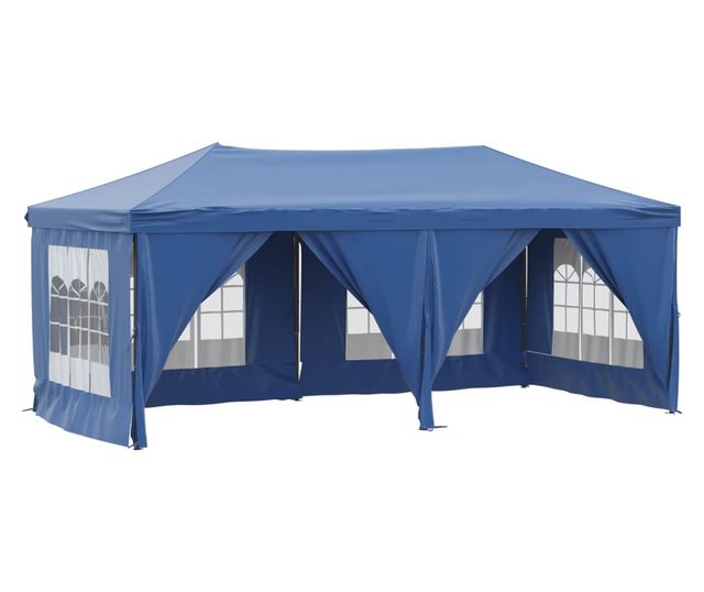 kék összecsukható rendezvénysátor oldalfalakkal 3 x 6 m