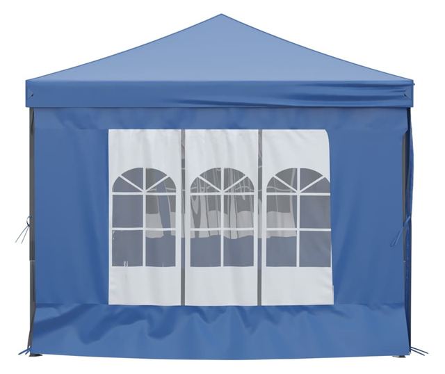 kék összecsukható rendezvénysátor oldalfalakkal 3 x 6 m