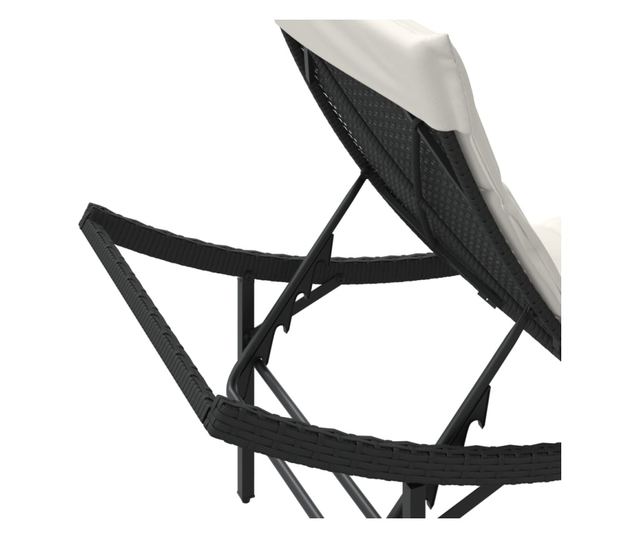 2 db fekete polyrattan napozóágy asztallal