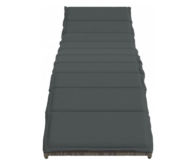 szürke polyrattan napozóágy párnával 55x199x50 cm
