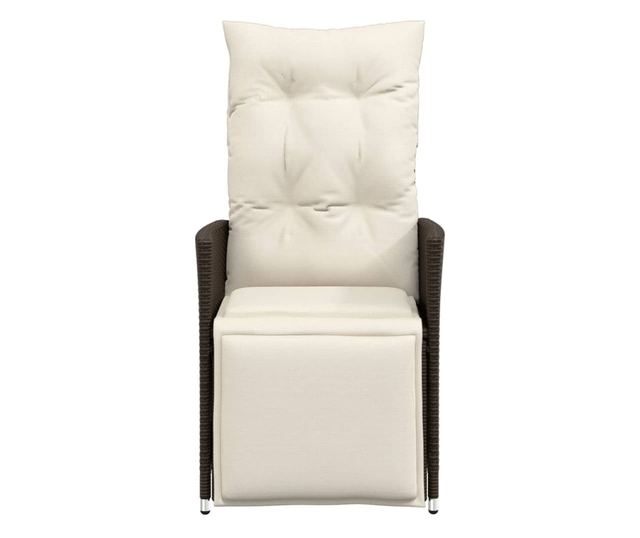 barna polyrattan dönthető kerti szék párnákkal