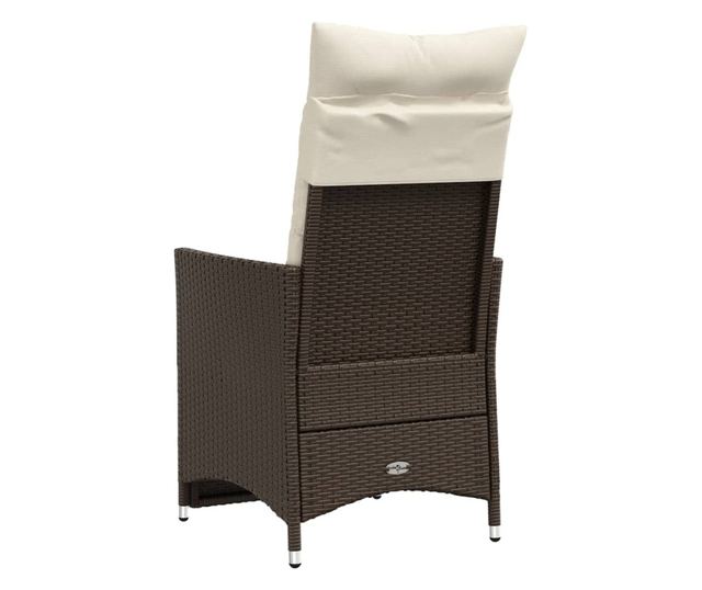 barna polyrattan dönthető kerti szék párnákkal