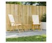 2 db bambusz összecsukható dönthető kerti szék párnával