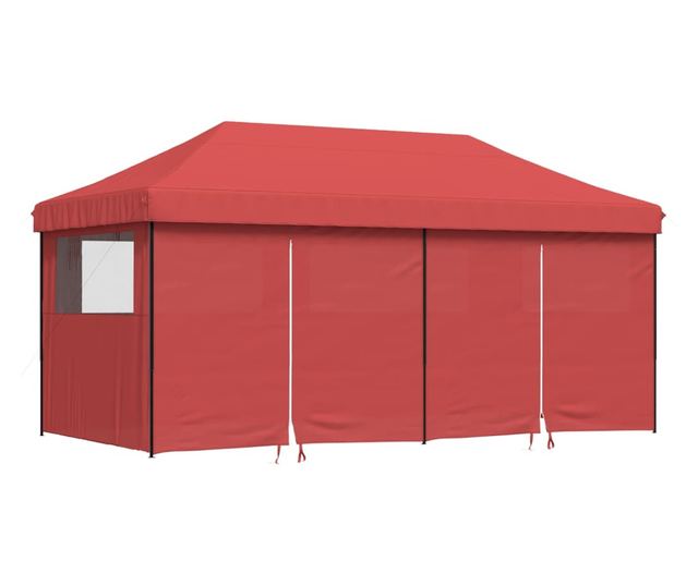 burgundi összecsukható felugró rendezvénysátor 4 oldalfallal