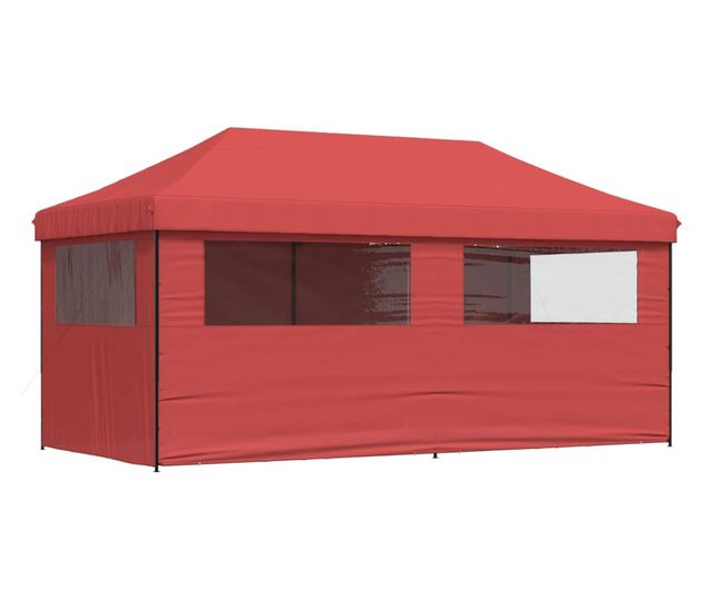 burgundi összecsukható felugró rendezvénysátor 4 oldalfallal