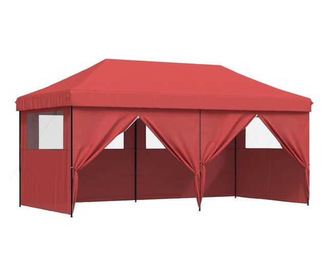 burgundi összecsukható felugró rendezvénysátor 4 oldalfallal