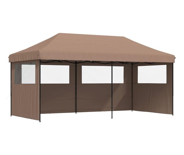 barna összecsukható felugró rendezvénysátor 3 oldalfallal